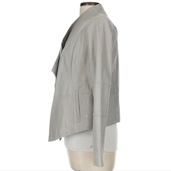 G.I.L.I. Got It Love It Elegant Gray Leather Waterfall Women's‎ Jacket Size 10 - Picture 10 of 12